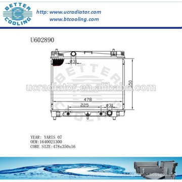 Алюминиевый радиатор для TOYOTA YARIS 07 1640021300 Производитель и прямая продажа